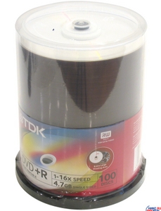TDK DVD + R Disc TDK 4.7Gb 16x уп. 100 шт. на шпинделе, printable