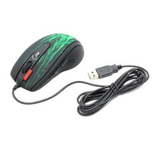 A4-Tech Game Laser Mouse XL-750BK-Green Fire (3600dpi) (RTL) USB 7btn + Roll