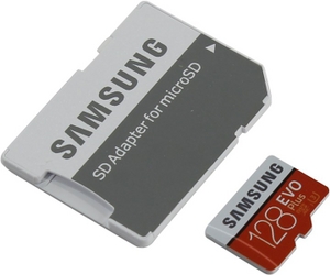 Samsung EVO Plus MB-MC128GA / RU microSDXC Memory Card 128Gb Class10 UHS-I U3+ microSD- SD Adapter