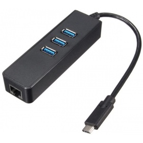 Orient JK-341 USB3.0 Hub 3 port + LAN UTP 1000Mbps, . USB-C