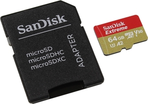 SD  SanDisk Extreme SDSQXA2-064G-GN6MA 64  V30, UHS-I Class 3 (U3), Class 10