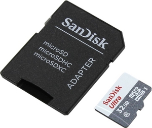 SanDisk Ultra SDSQUNS-032G-GN3MA microSDHC Memory Card 32Gb UHS-I U1 Class10 + microSD-SD Adapter