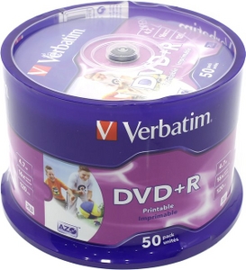 DVD+R Disc Verbatim 4.7Gb 16x . 50   , printable 43512 / 43651