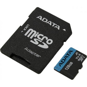 ADATA Premier AUSDX128GUICL10A1-RA1 microSDXC Memory Card 128Gb A1 V10 UHS-I U1 + microSD-- > SD Adapter