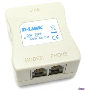 D-Link DSL-30CF ADSL Splitter (вход 1xRJ-11 выход 2xRJ-11 ADSL + аналоговый телефон)