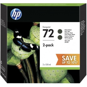 HP P2V33A 2-Pack (72+72) Matte Black  HP DesignJet T610, T1100, T1120, T1200, T1300, T2300