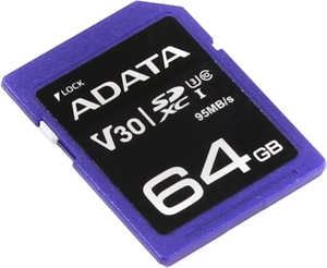SD  ADATA Premier Pro ASDX64GUI3V30S-R 64  V30, UHS-I Class 3 (U3), Class 10