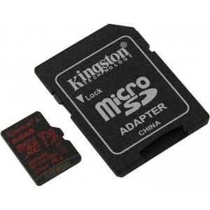 Kingston SDCR / 64GB microSDXC Memory Card 64Gb A1 V30 UHS-I U3 + microSD-- > SD Adapter